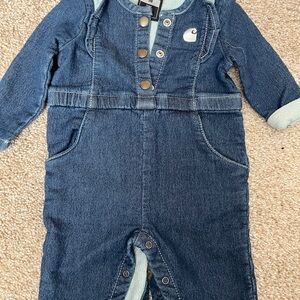 Carhartt Girls Classic Blue Kids Overalls w/Ruffle Front